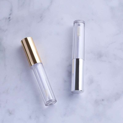 Golden silver lip glaze tube packaging material 2ml round tube lip gloss empty plastic tubes with cap